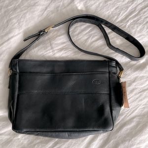 NWT SAS Black Leather Shoulder Bag Made in the USA